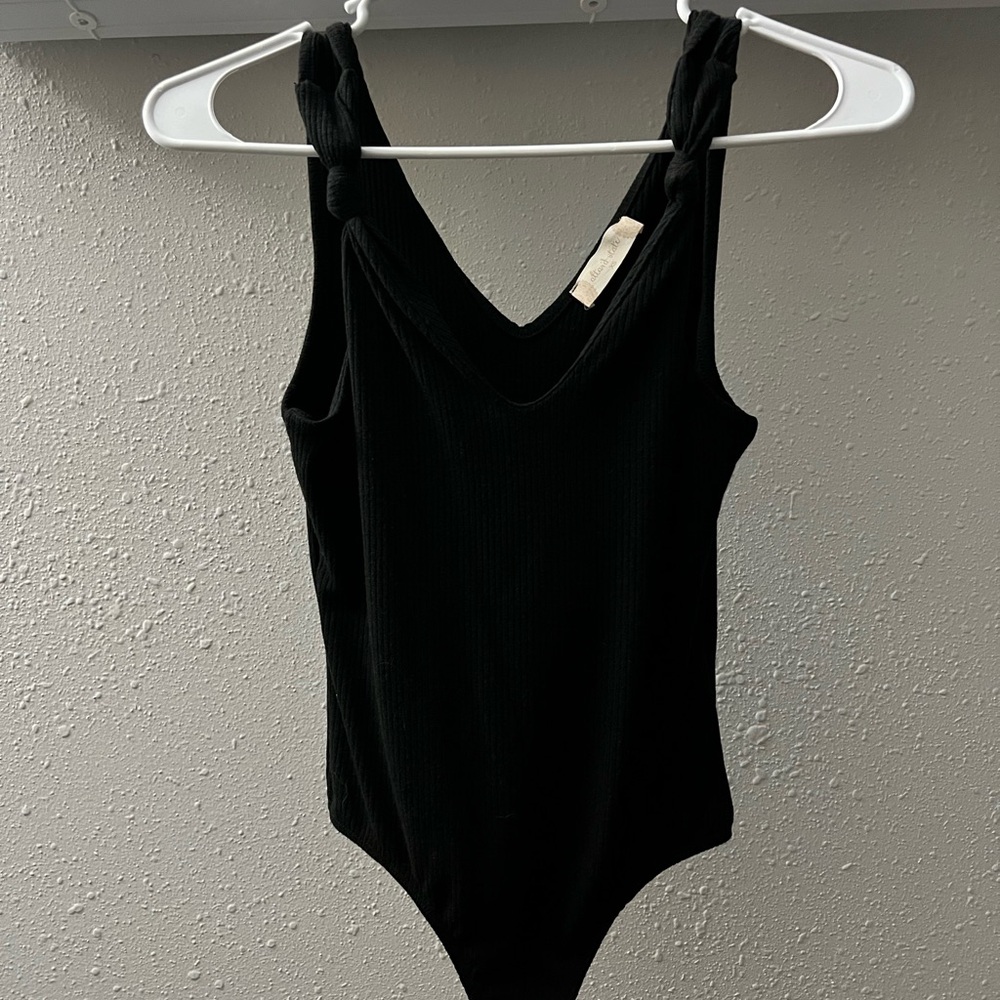 Black Ribbed Bodysuit